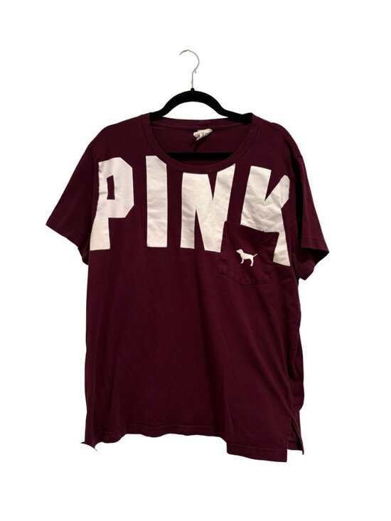 PINK Victoria's Secret Tops - PINK Victoria's Secret Burgundy Campus Pocket Tee XL